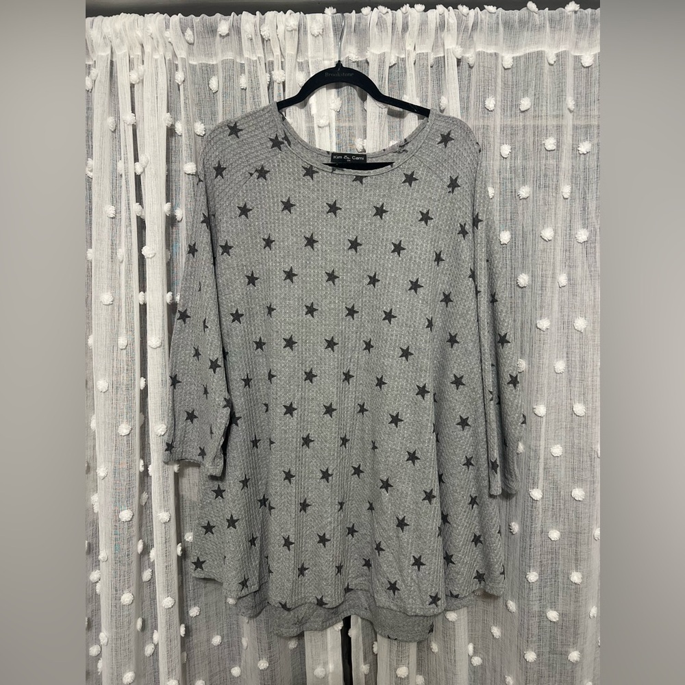 Marshalls Gray Star Patterned Top